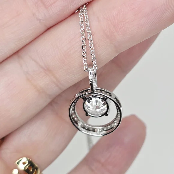 Dainty 2ctw MOISSANITE PENDANT NECKLACE S925 SOLID SILVER . - Picture 4 of 7